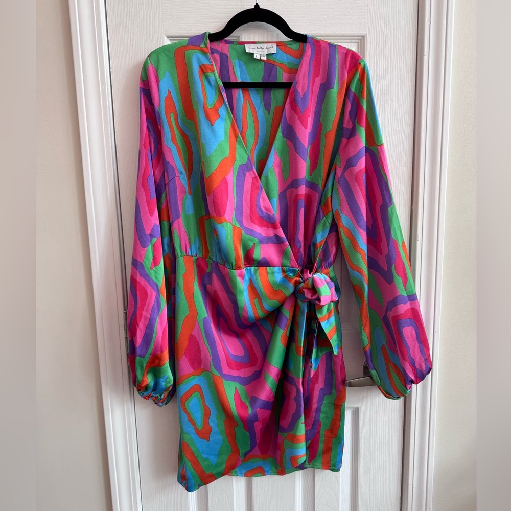 NEVER FULLY DRESSED Reeva Vienna Multicolored Mini Wrap Dress Size Large - Picture 3 of 6